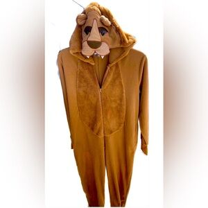 Adult Lion Jumpsuit pajama costume with hooded mask by Sprit Halloween